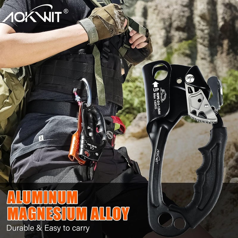 AOKWIT UIAA & CE Certified Rope Ascender Aluminum Alloy Rock Climbing Gear Strong Rigging Rappelling Equipment for Rock Tree Climbing Arborist Rescue Mountaineering Caving - Image 2